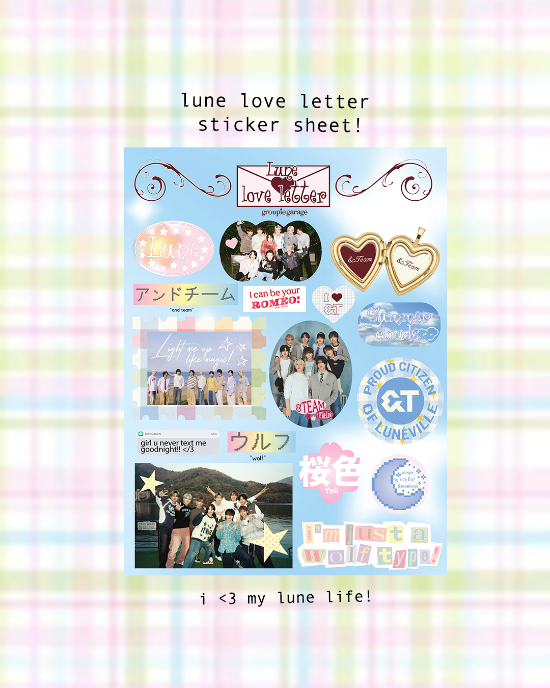 Lune love letter sticker sheet
