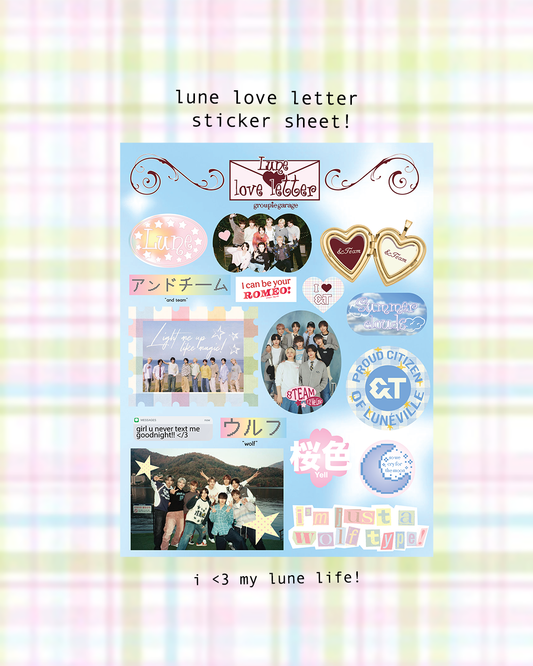 Lune love letter sticker sheet